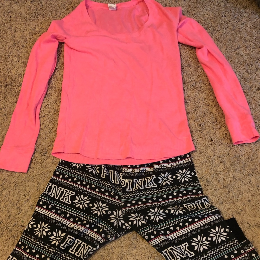 Pink Victoria Secret pajama outfit